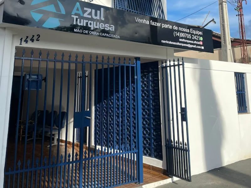 Azul Turquesa Mão de Obra Capacitada Jaú